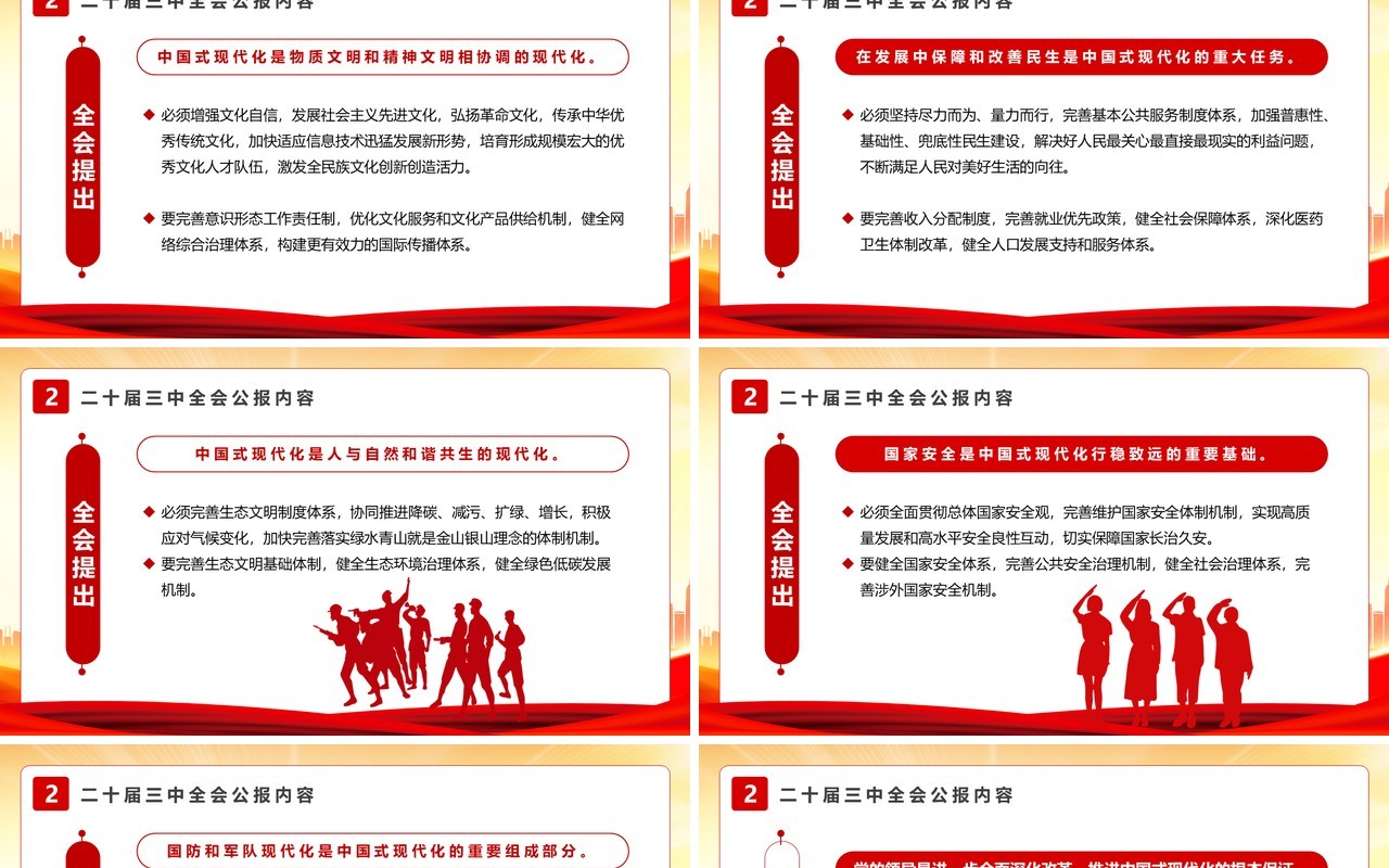 红色简约风解读二十届三中全会公报PPT模板