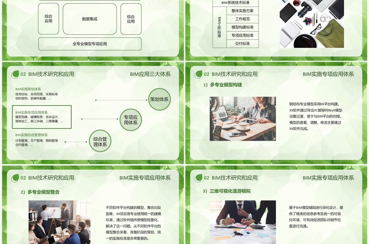 简约清新风bim技术研究和应用PPT模板