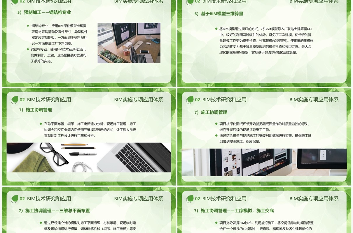 简约清新风bim技术研究和应用PPT模板