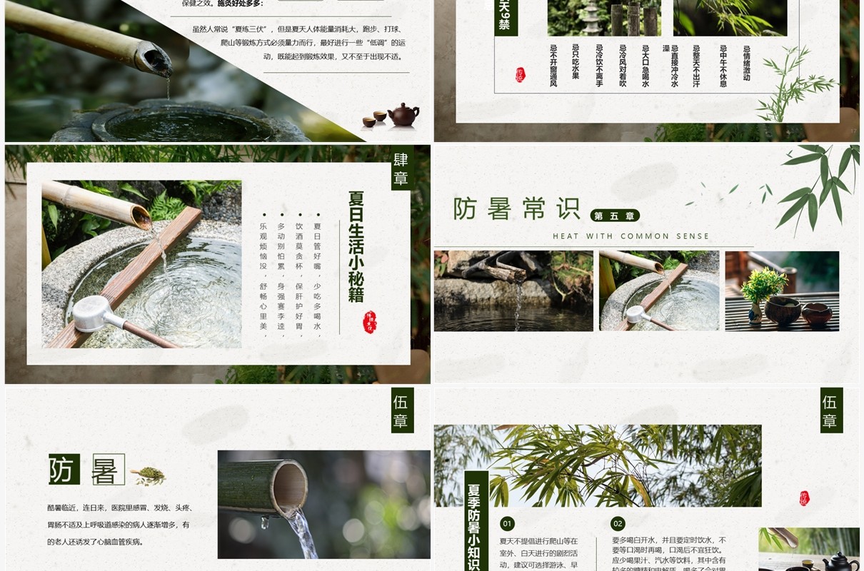 绿色小清新三伏天科普介绍PPT模板