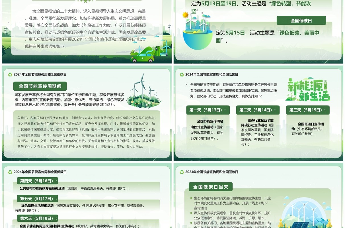 绿色全国节能宣传周和全国低碳日PPT模板
