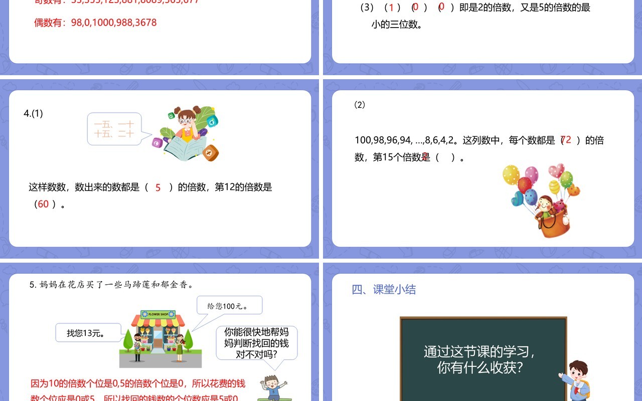 部编版五年级数学下册5的倍数特征课件PPT模板