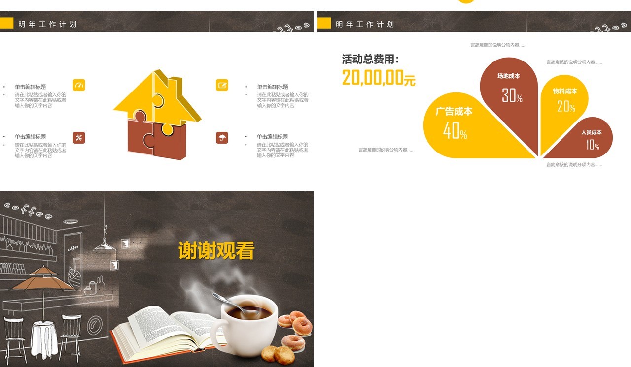 咖啡厅简约动态推广宣传PPT模板