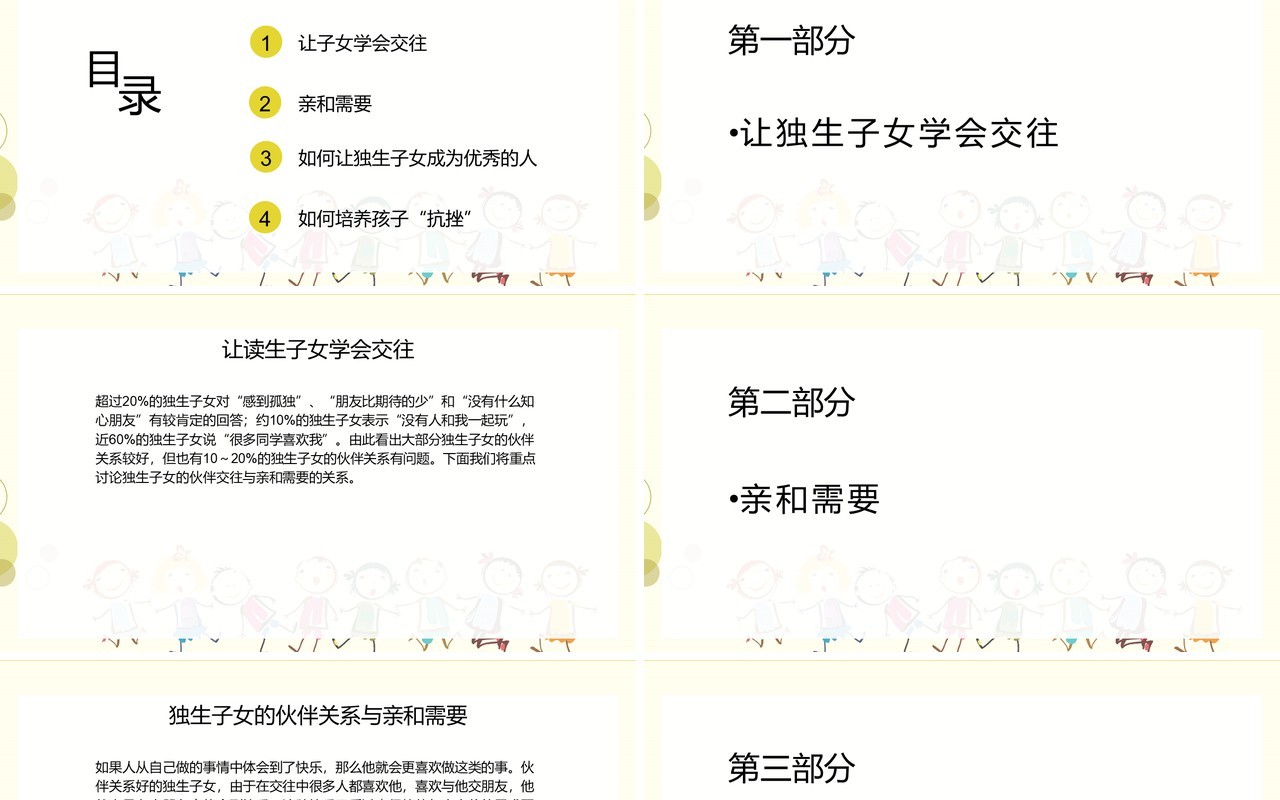 儿童品格教育之培训抗挫力PPT模板
