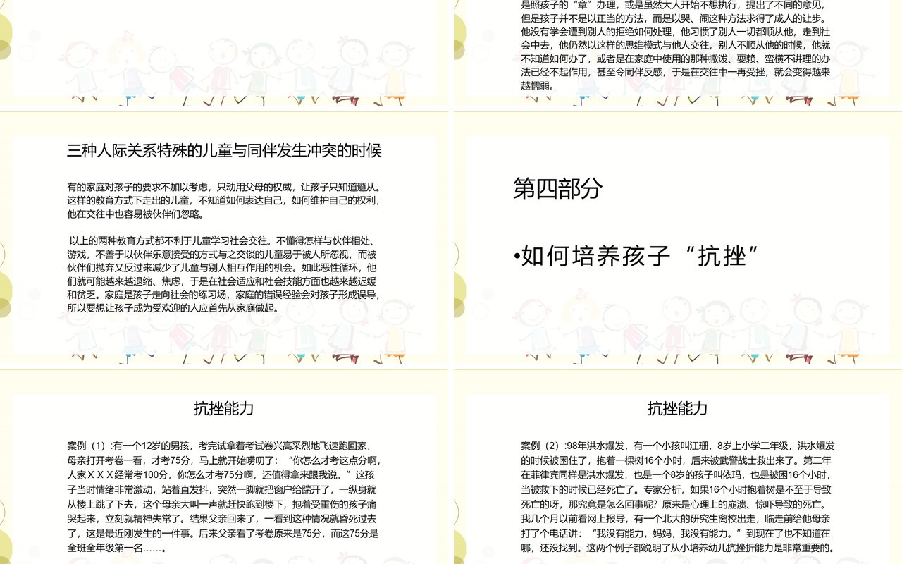 儿童品格教育之培训抗挫力PPT模板