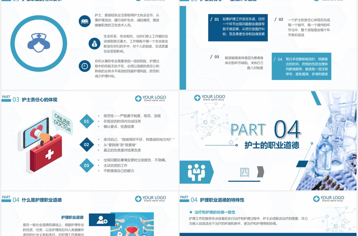 简约简洁护士岗前培训医疗医院PPT模板