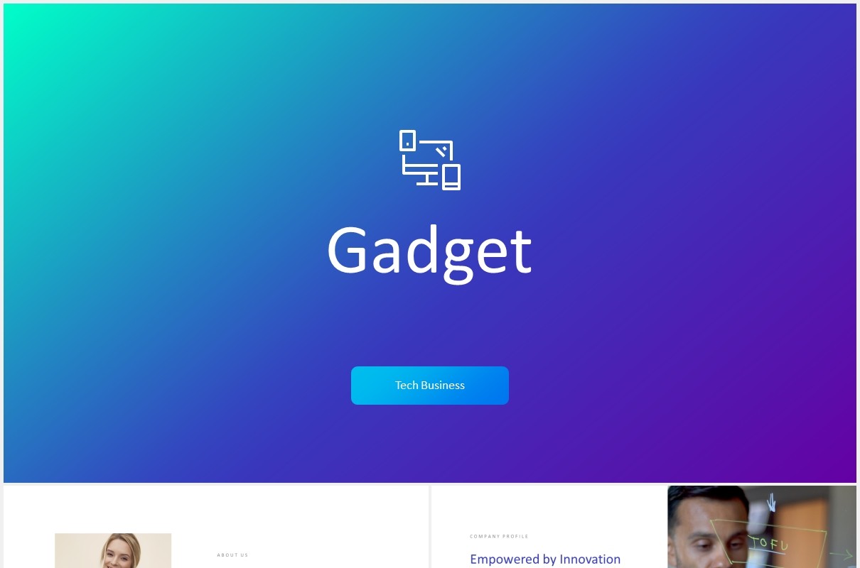 蓝色科技技术研发公司项目宣传PPT模板Gadget - Tech Theme Powerpoint Template