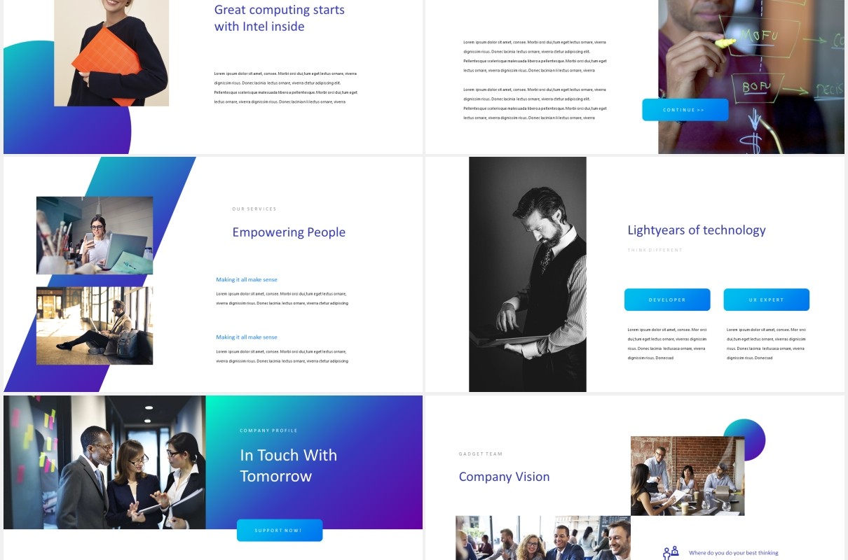 蓝色科技技术研发公司项目宣传PPT模板Gadget - Tech Theme Powerpoint Template