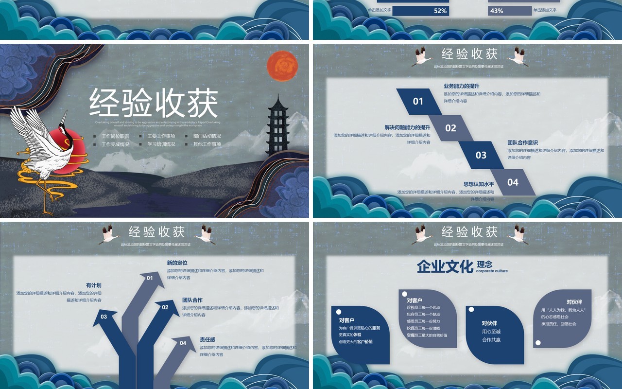 中国风企业年终个人述职报告PPT模板