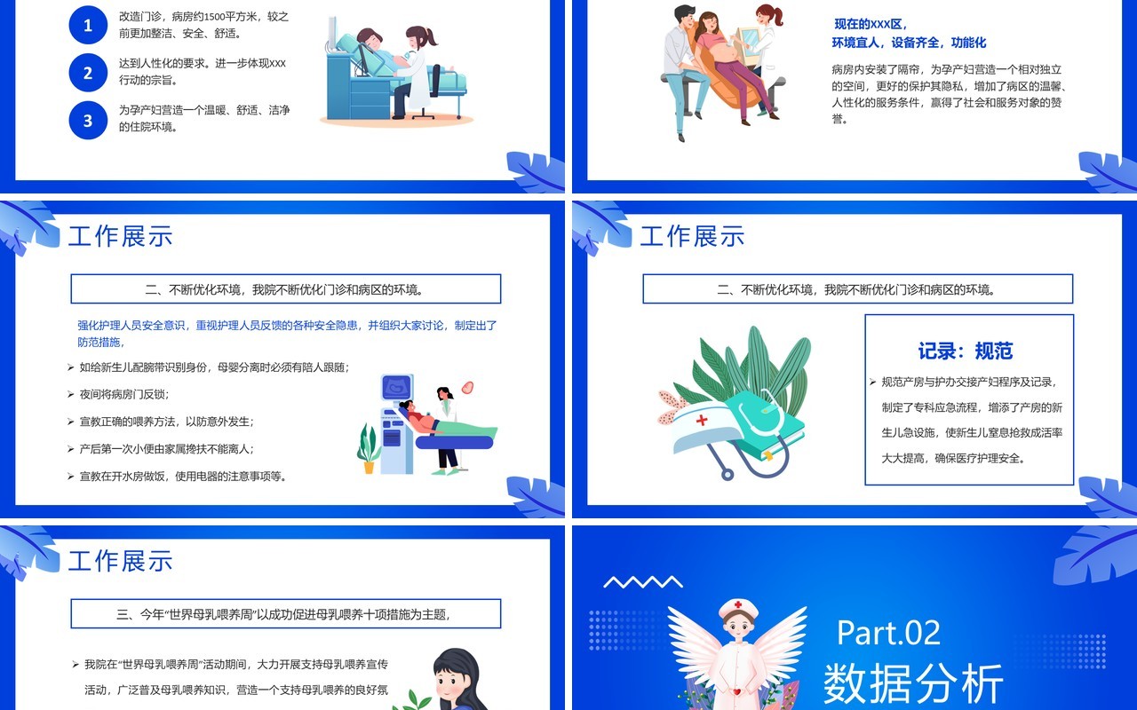 蓝色卡通妇产科年终总结PPT动态模板