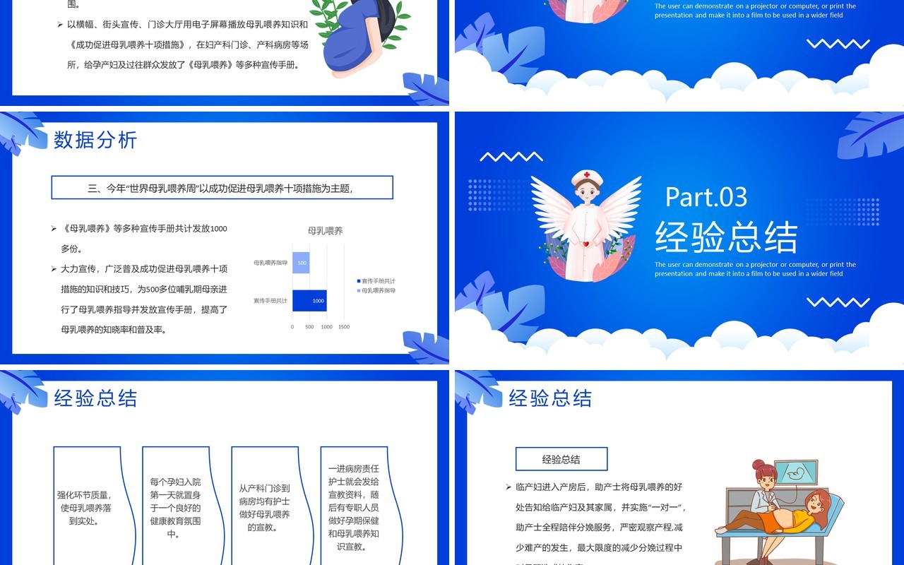 蓝色卡通妇产科年终总结PPT动态模板