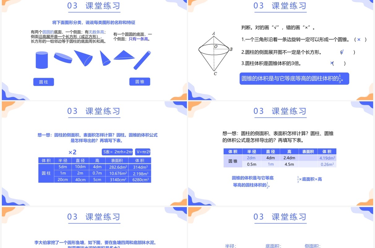 部编版六年级数学下册圆柱与圆锥课件PPT模板