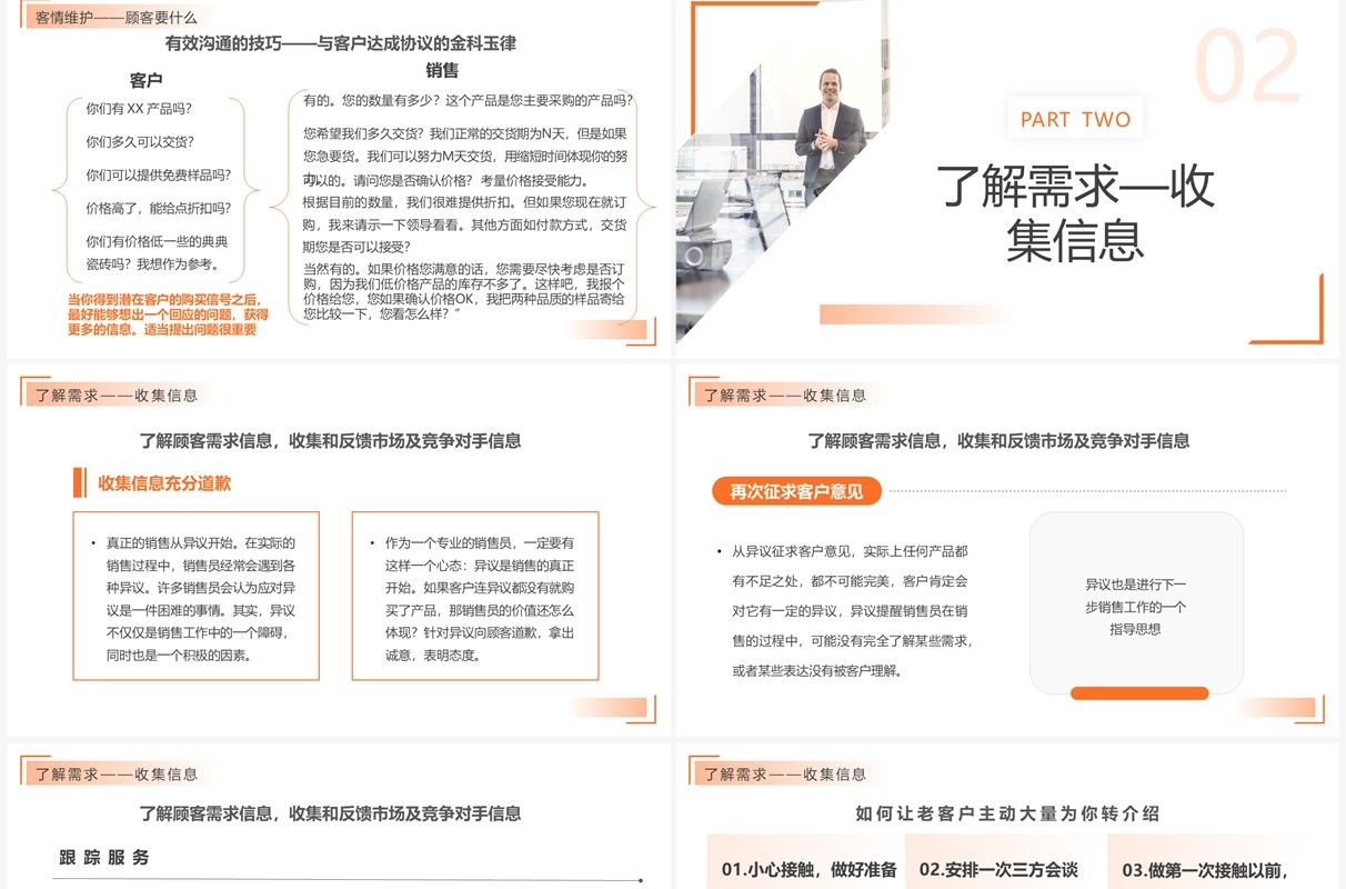 橙色简约风销售人员技能培训PPT模板