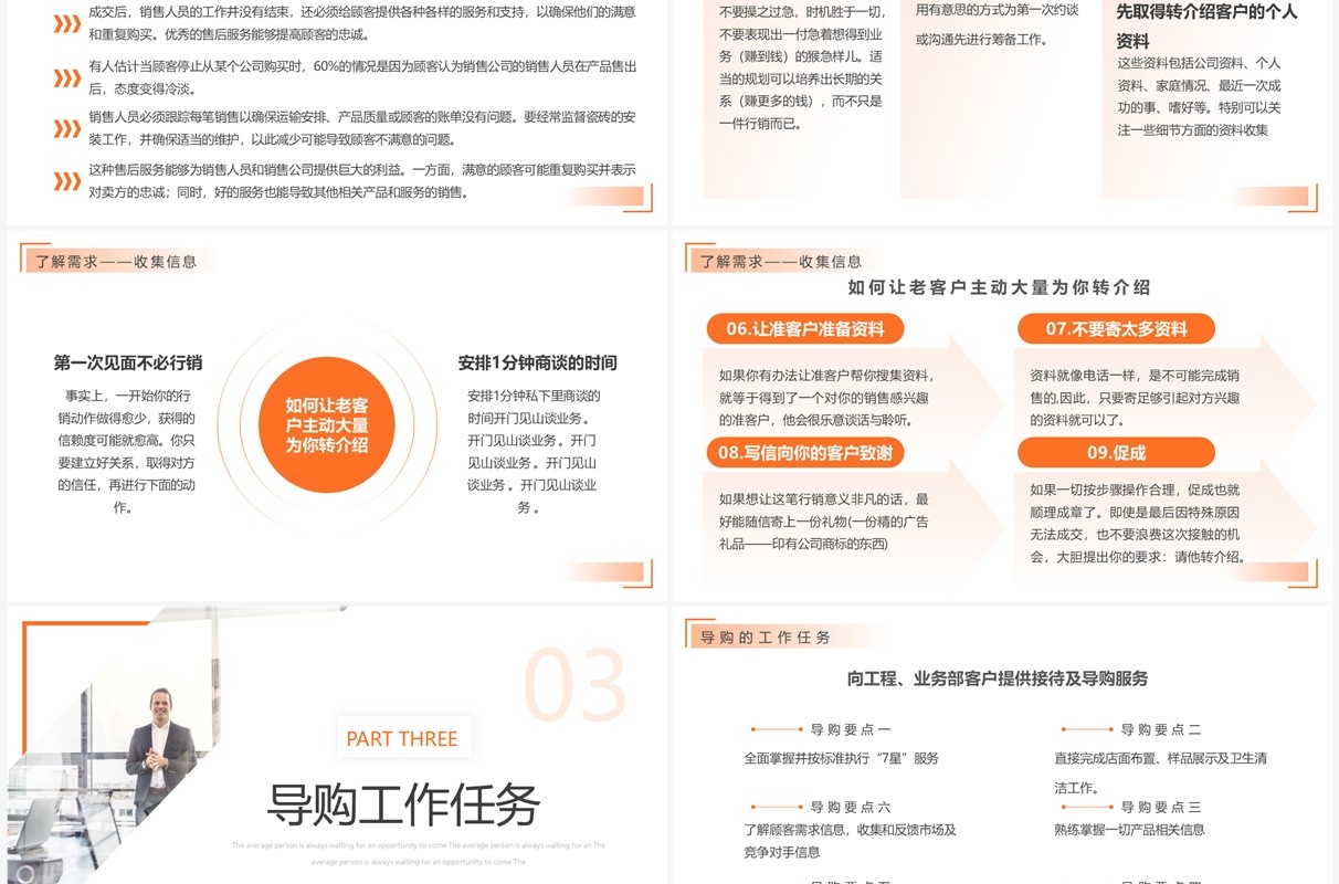 橙色简约风销售人员技能培训PPT模板