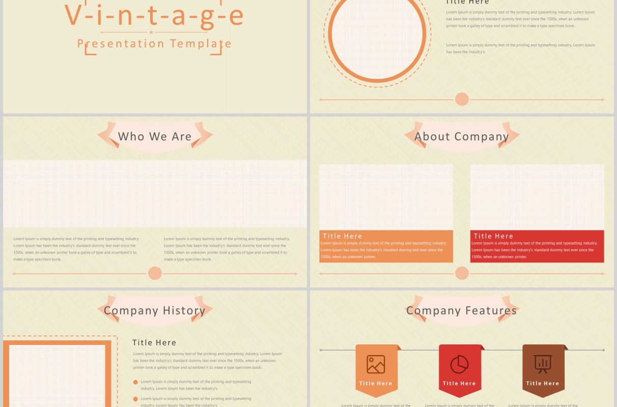 复古创意图形可视化图表PPT模板版式设计VINTAGE Powerpoint Template