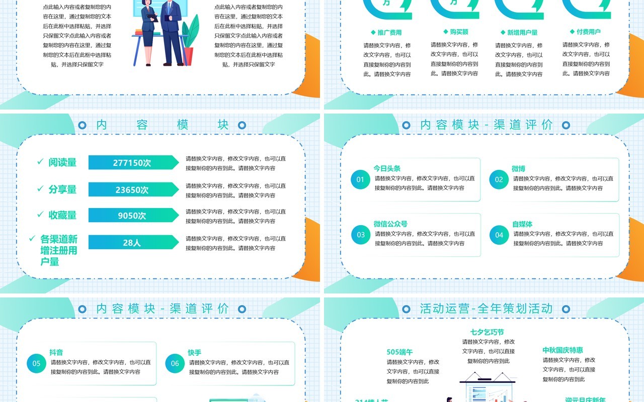 绿色简约商务风运营工作汇报PPT模板