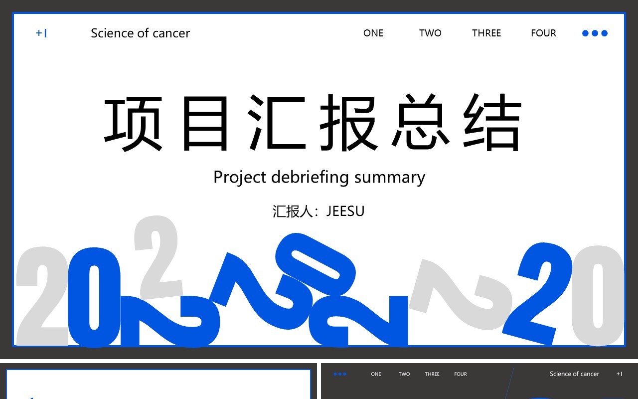 蓝灰色简约风项目汇报总结PPT通用模板
