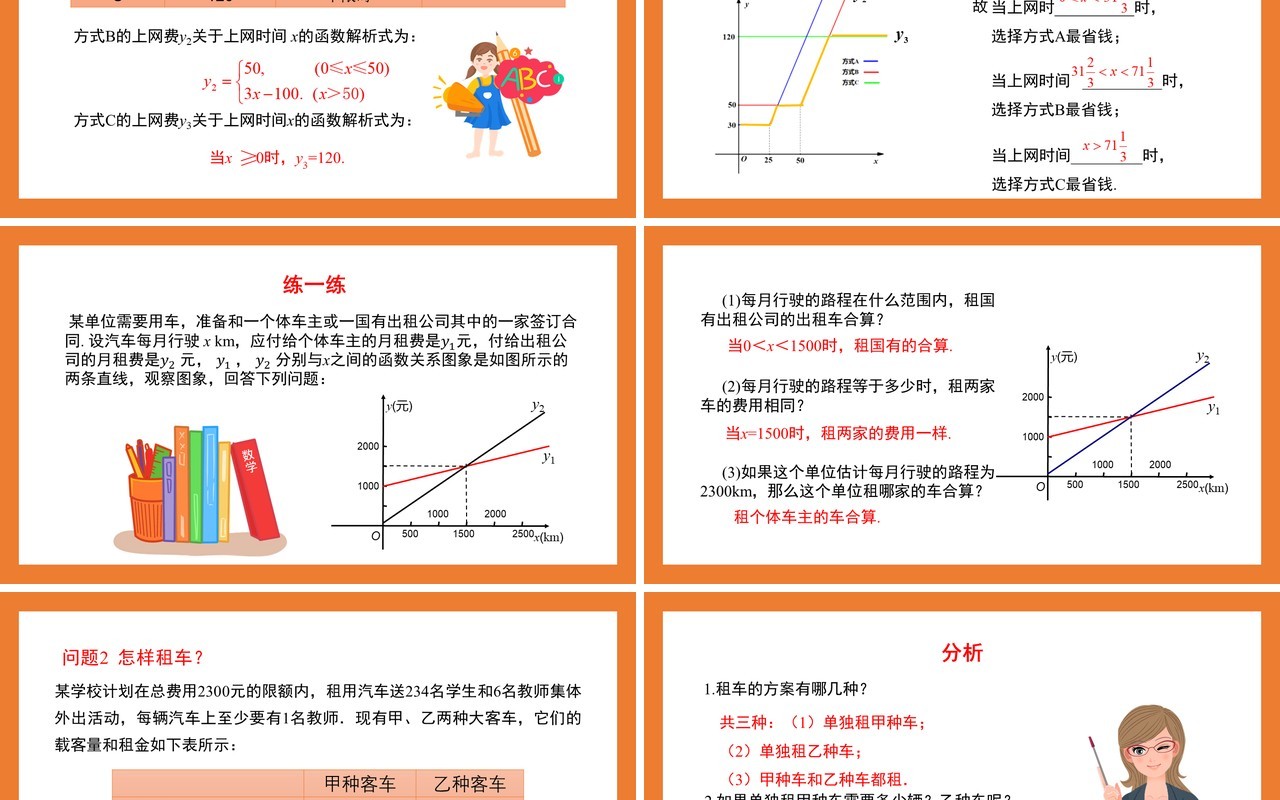部编版八年级数学下册课题学习选择方案课件PPT模板