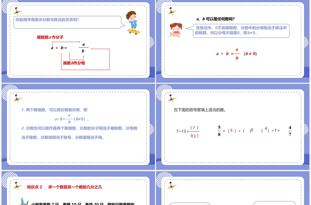 部编版五年级数学下册分数与除法课件PPT模板