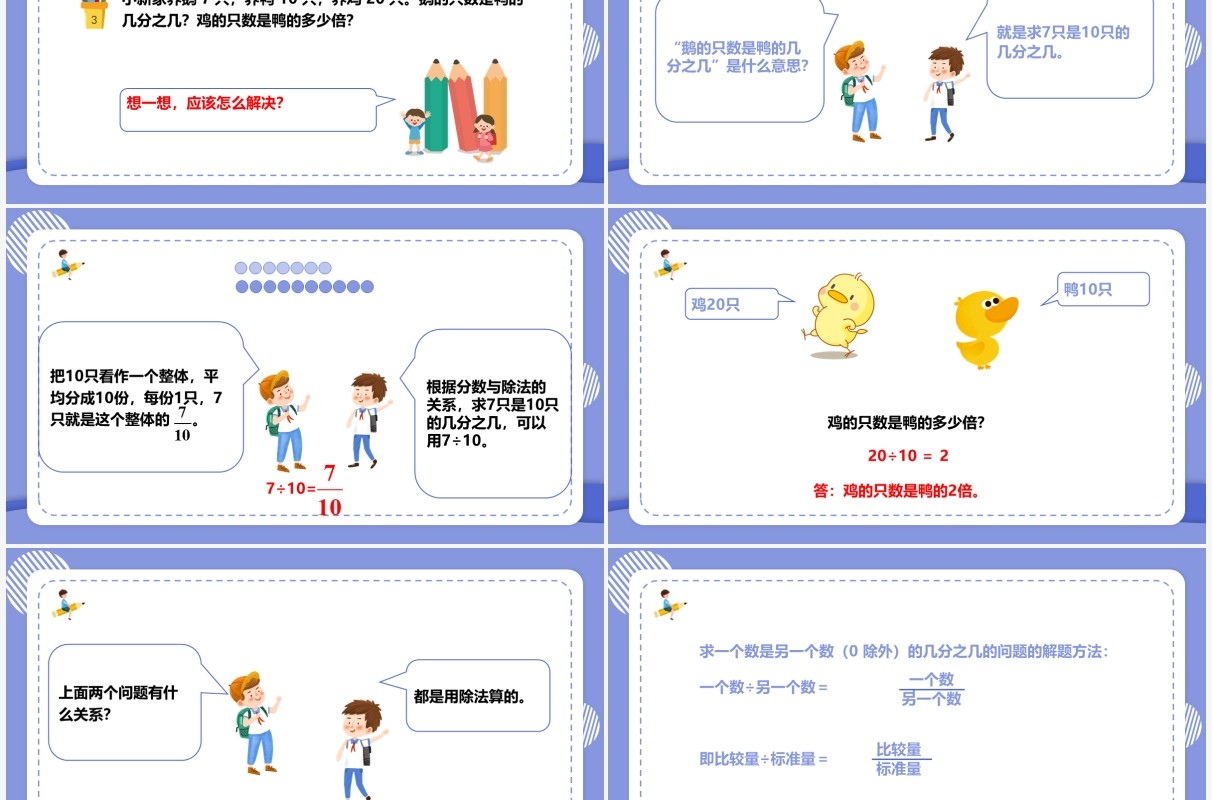 部编版五年级数学下册分数与除法课件PPT模板