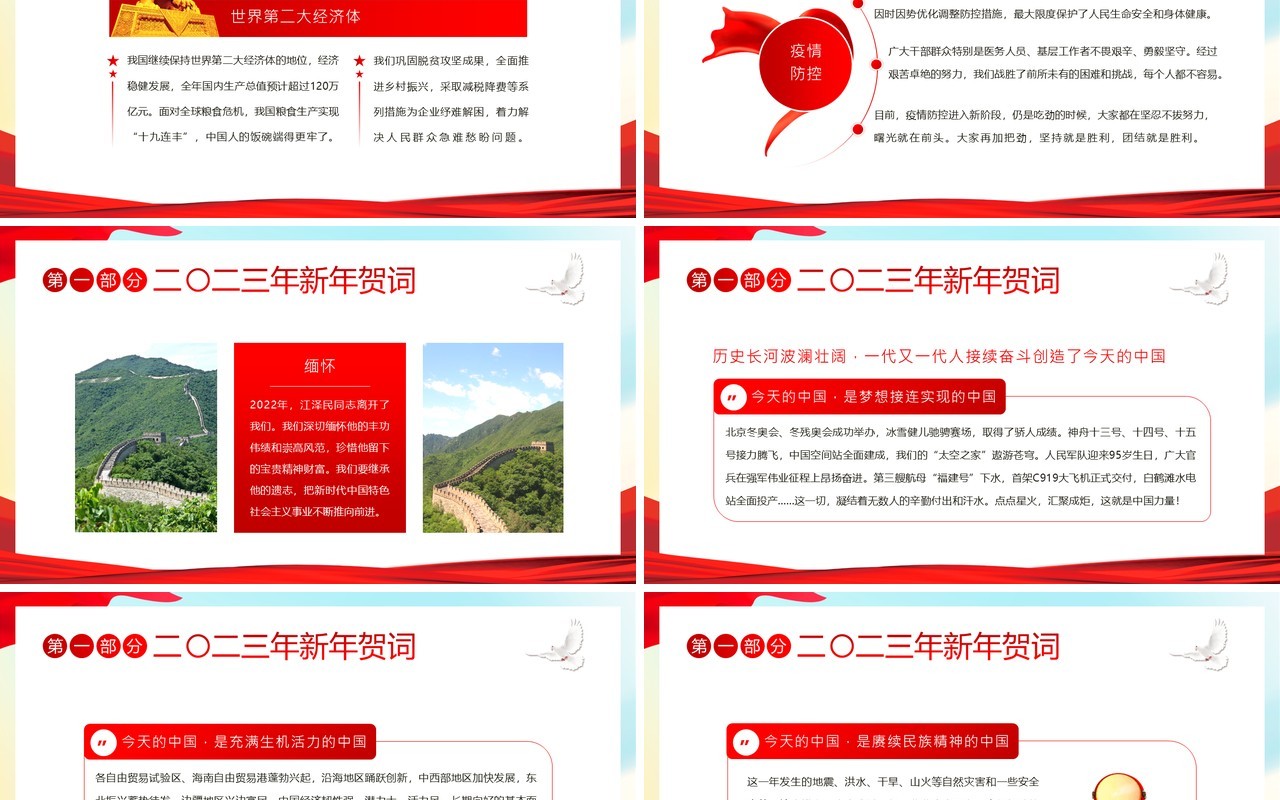 红色党政风2023新年贺词介绍PPT模板