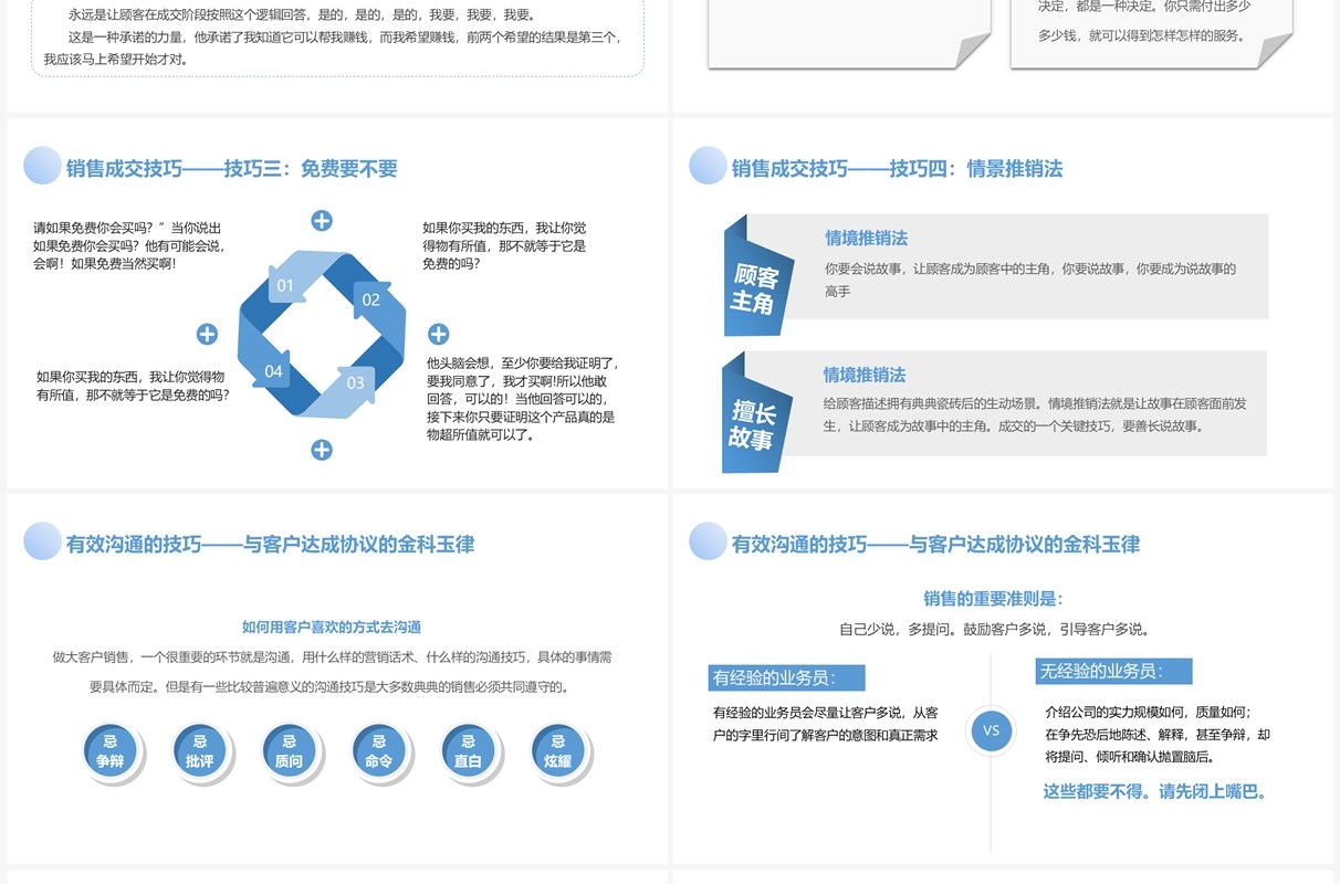 蓝色简约风企业销售技能培训PPT模板