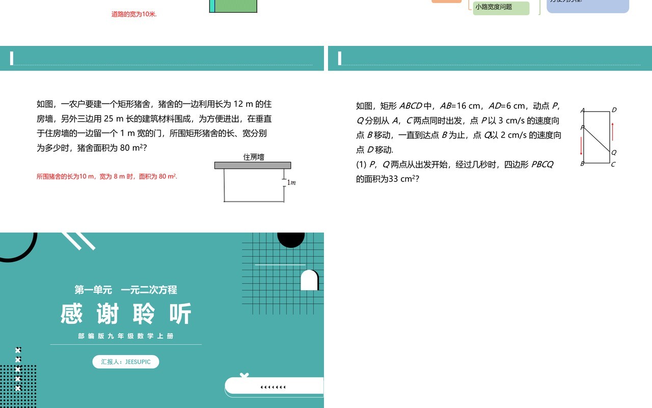 部编版九年级数学上册一元二次方程实际问题与一元二次方程课件PPT模板