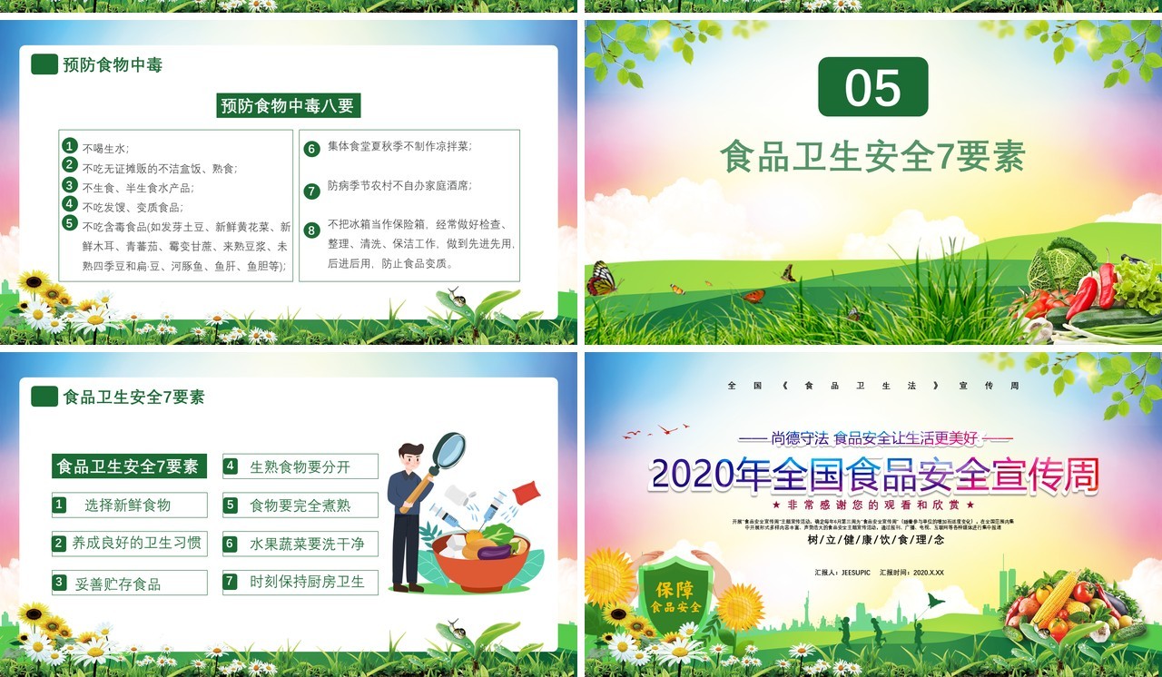 2020年全国食品安全宣传周尚德守法食品安全让生活更美好通用课件PPT模板