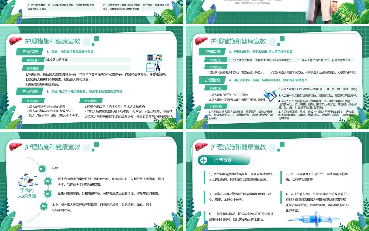 绿色卡通风胆囊结石健康管理PPT模板