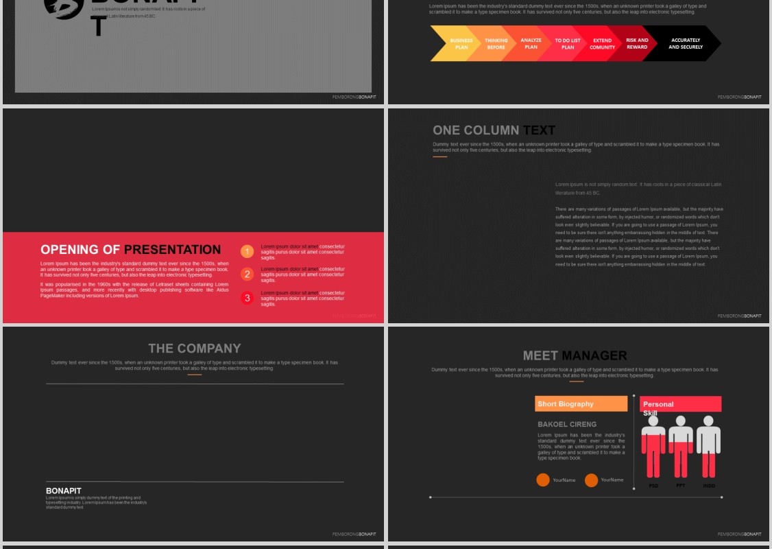 黑红色商业计划书PPT信息可视化图表模板Bonapit - Powerpoint Template