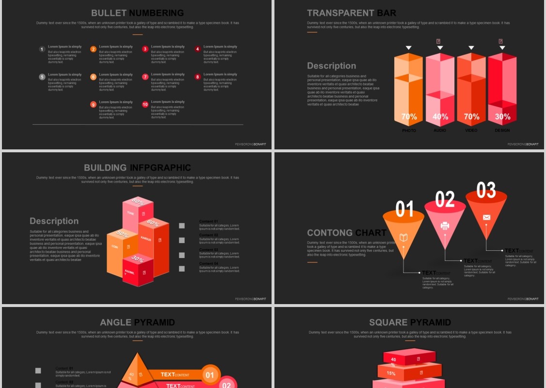 黑红色商业计划书PPT信息可视化图表模板Bonapit - Powerpoint Template