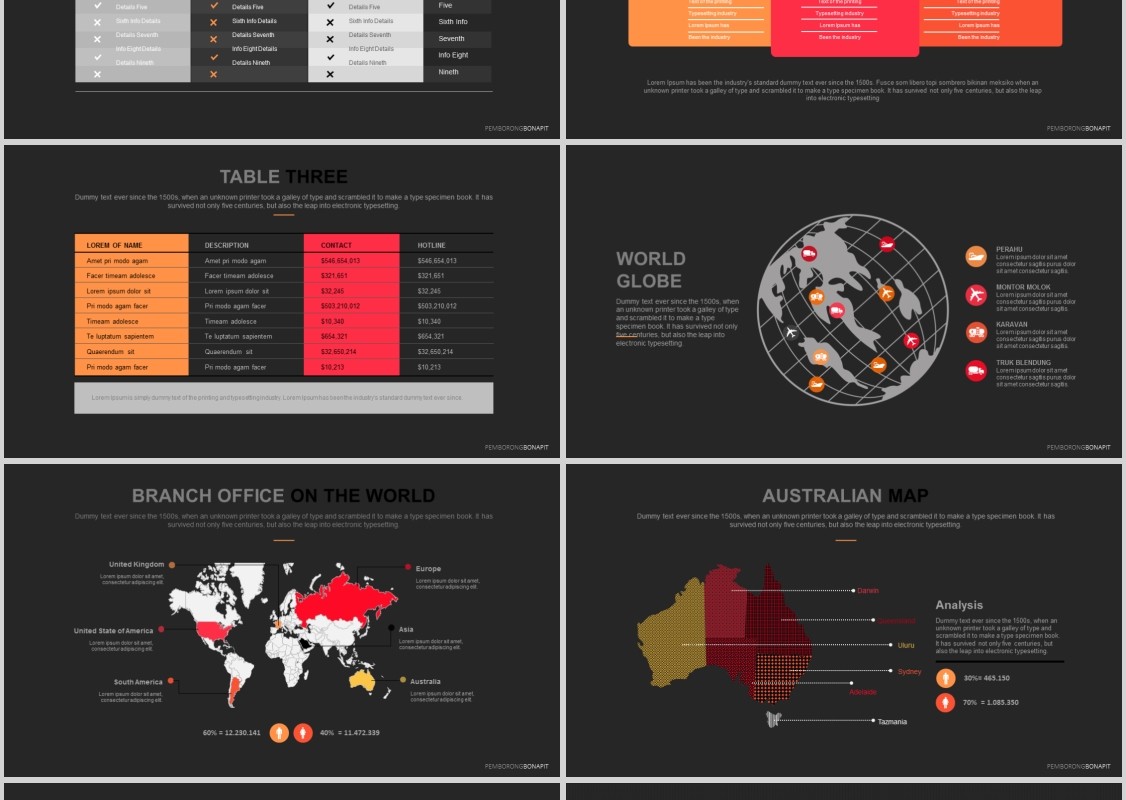 黑红色商业计划书PPT信息可视化图表模板Bonapit - Powerpoint Template