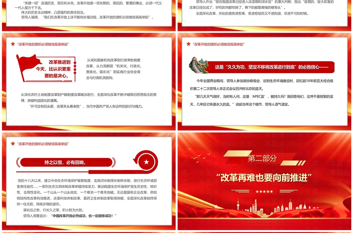 红色党政风推进全面深化改革专题党课PPT模板