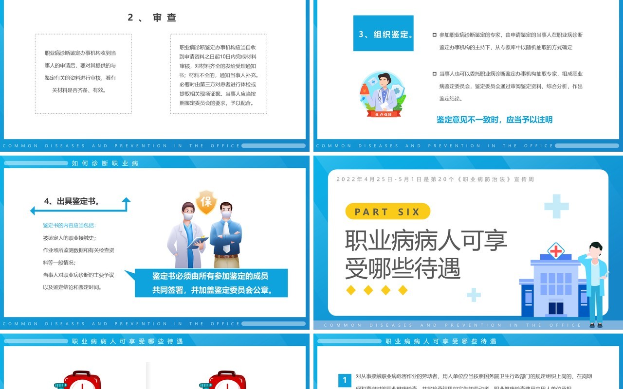 蓝色简约卡通风职业病防治法宣传周PPT模板