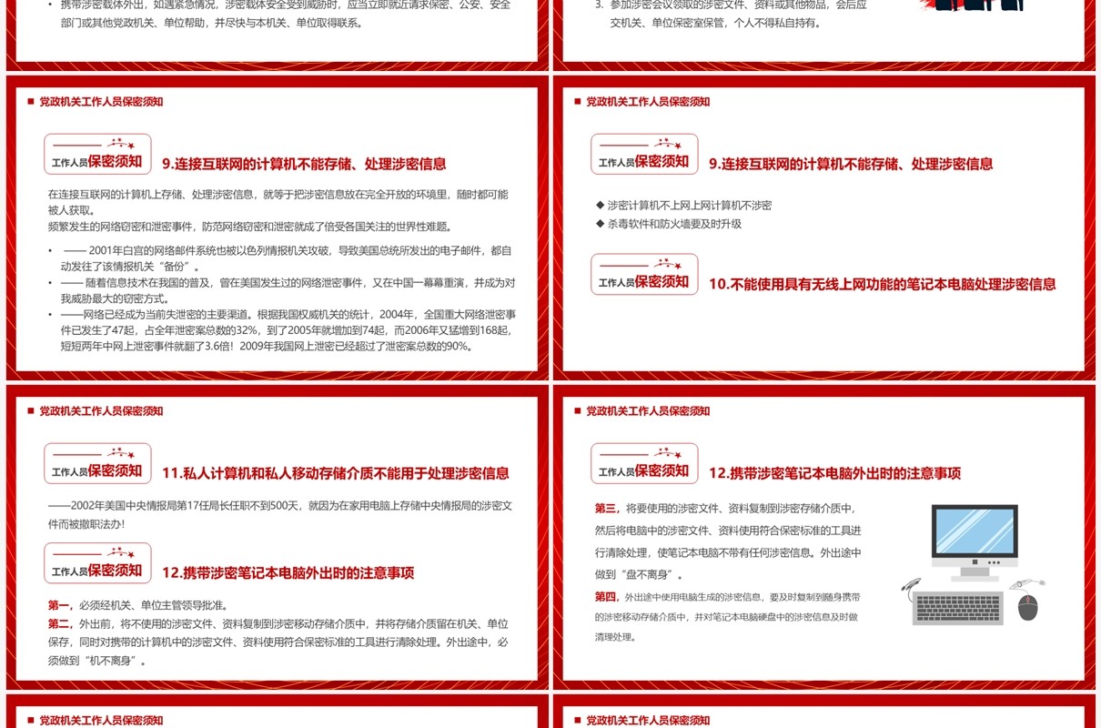 红色党政风机关保密须知PPT模板