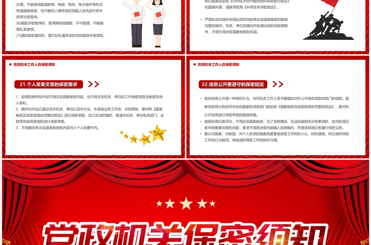 红色党政风机关保密须知PPT模板
