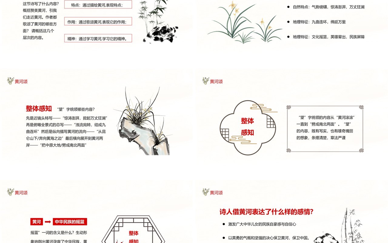 简约黄河颂感受黄河的无穷魅力学习黄河的不朽精神动态PPT模板