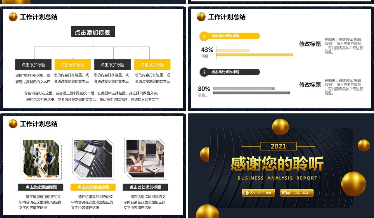 黑金大气企业商业分析报告工作总结通用PPT模板