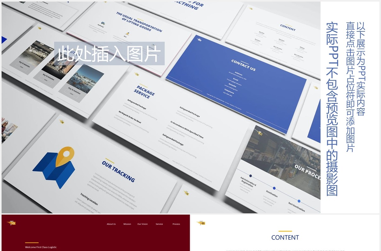 跟踪后勤售后服务PPT图片排版设计素材Tracking Logistic Powerpoint Template