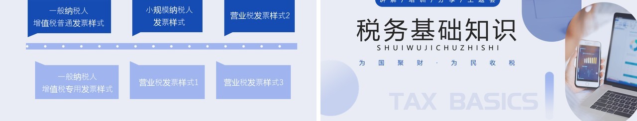 蓝色简约风税务基础知识培训PPT模板