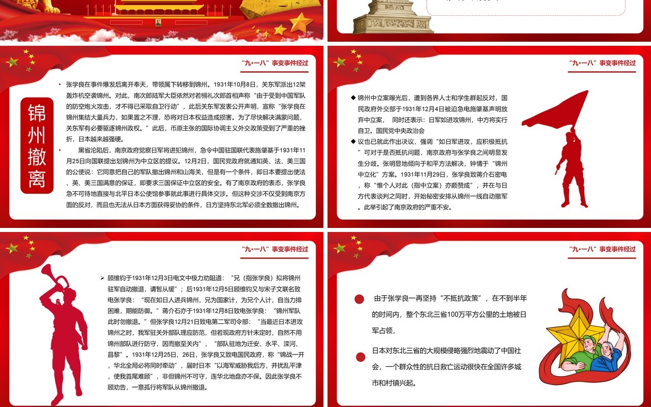 红色党政风勿忘国耻铭记九一八事变党课党建PPT模板