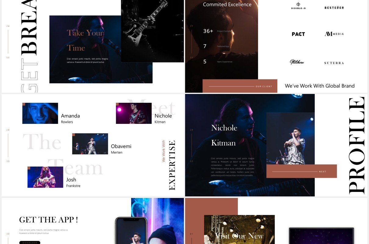 时尚简约图片排版设计摄影集展示PPT模板Unlight Powerpoint