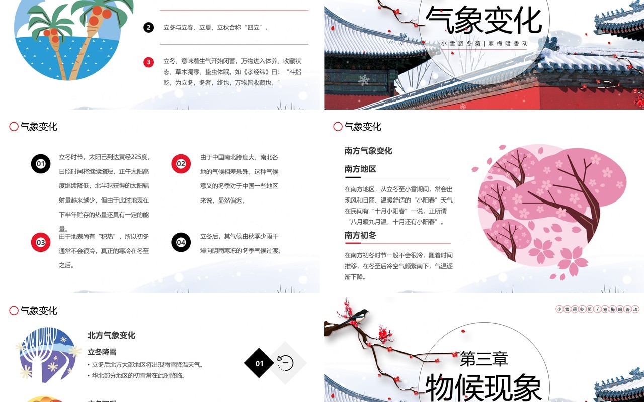 红色中国风传统二十四节气之立冬PPT模板