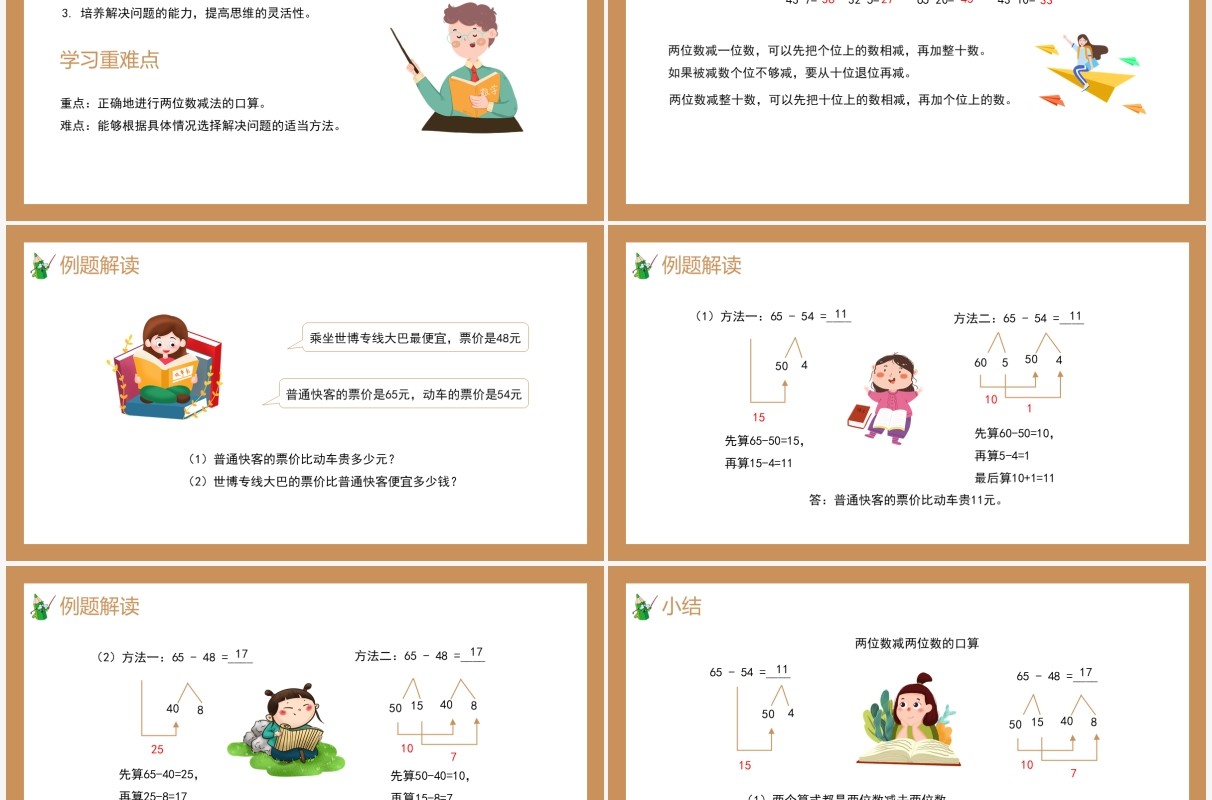 部编版二年级数学上册两位数减两位数课件PPT模板