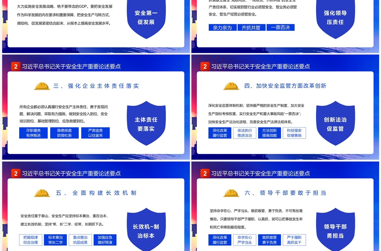 蓝色简约风安全生产重要论述PPT模板