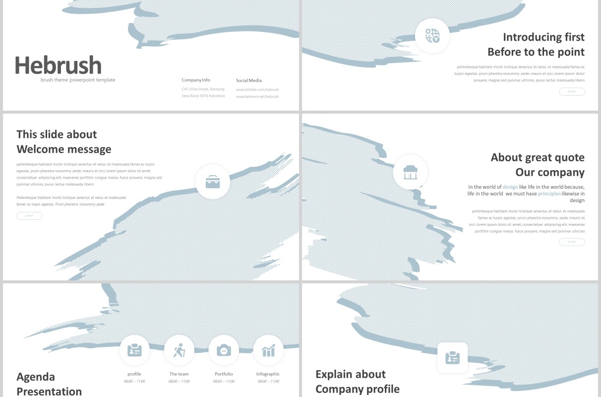 旅游风景策划宣传PPT创意图文排版模板Hebrush - Powerpoint Template