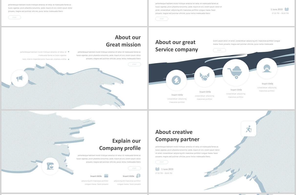 旅游风景策划宣传PPT创意图文排版模板Hebrush - Powerpoint Template