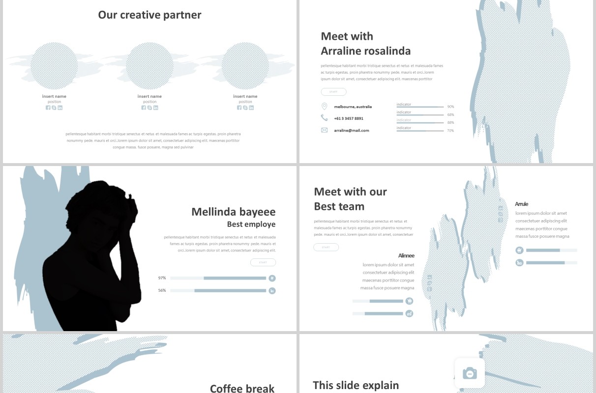 旅游风景策划宣传PPT创意图文排版模板Hebrush - Powerpoint Template