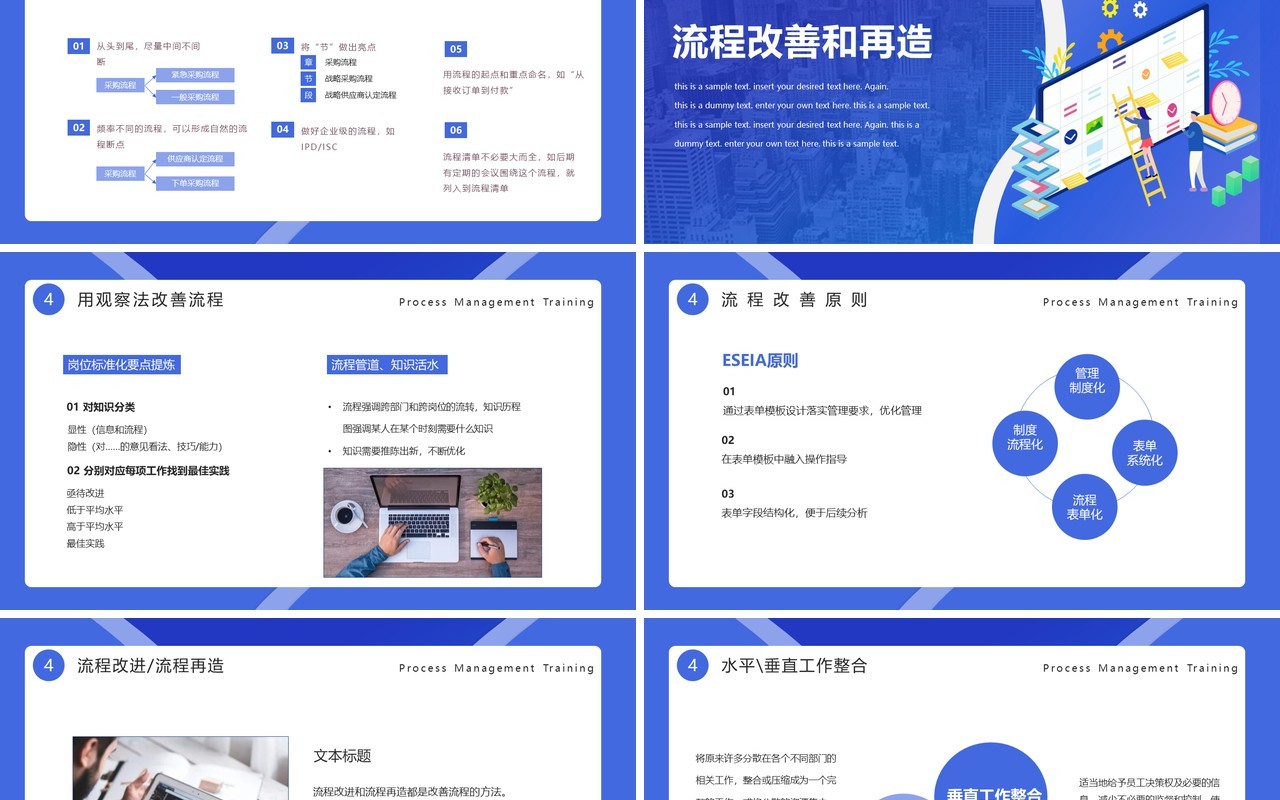 蓝色优质企业公司流程管理培训PPT模板