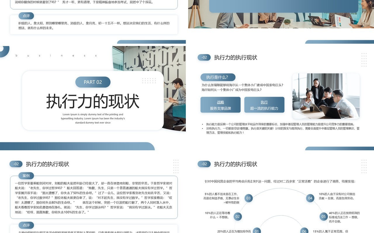 蓝色商务风班组长执行力企业培训PPT模板